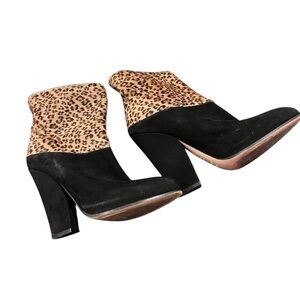 Sebastian Milano CAVALLINO Low Ankle Boots booties Italy 37.5 US 7 suede cheetah